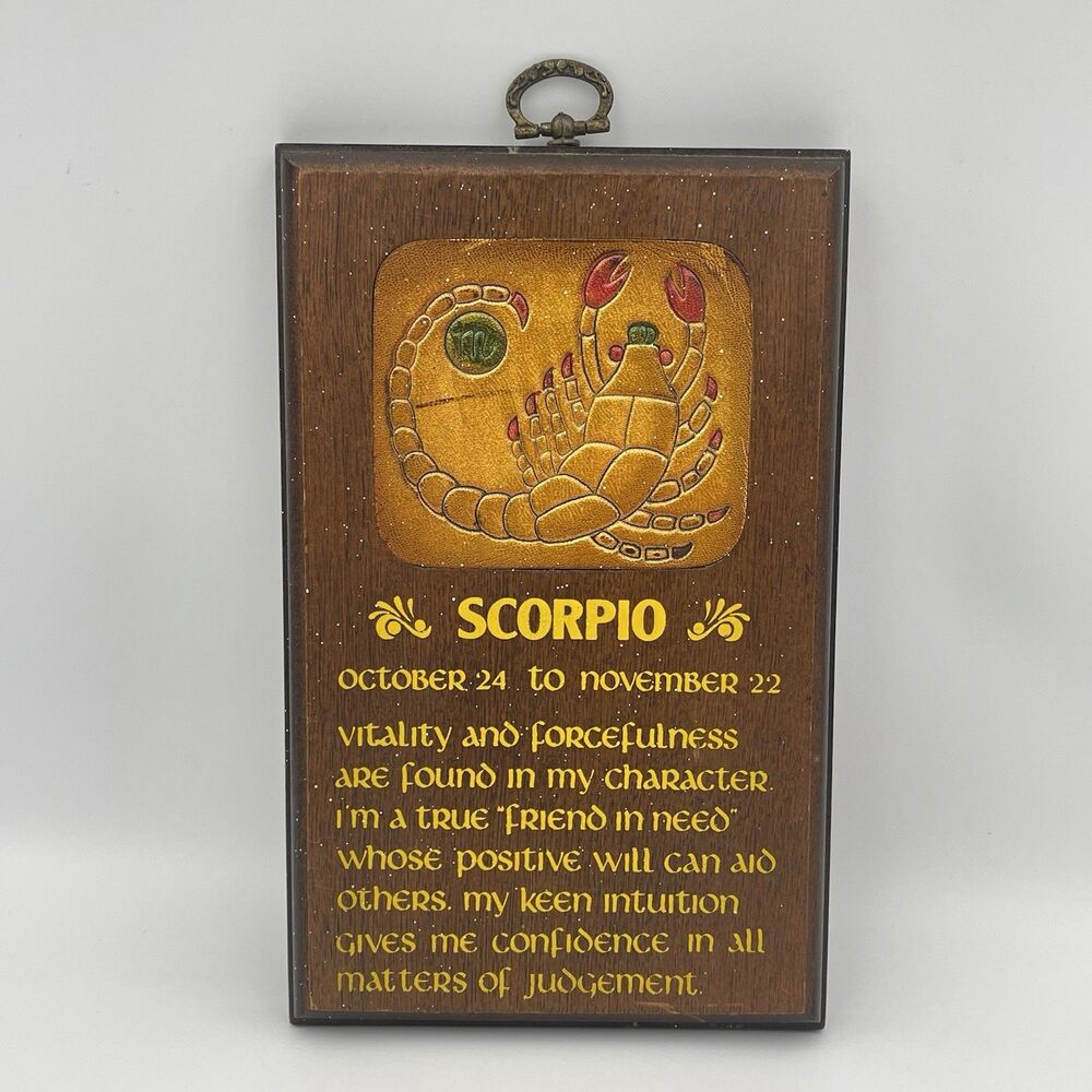 Vintage 1978 Wallace Berrie Scorpio Zodiac Wall Plaque Astrology Sign Decor Boho